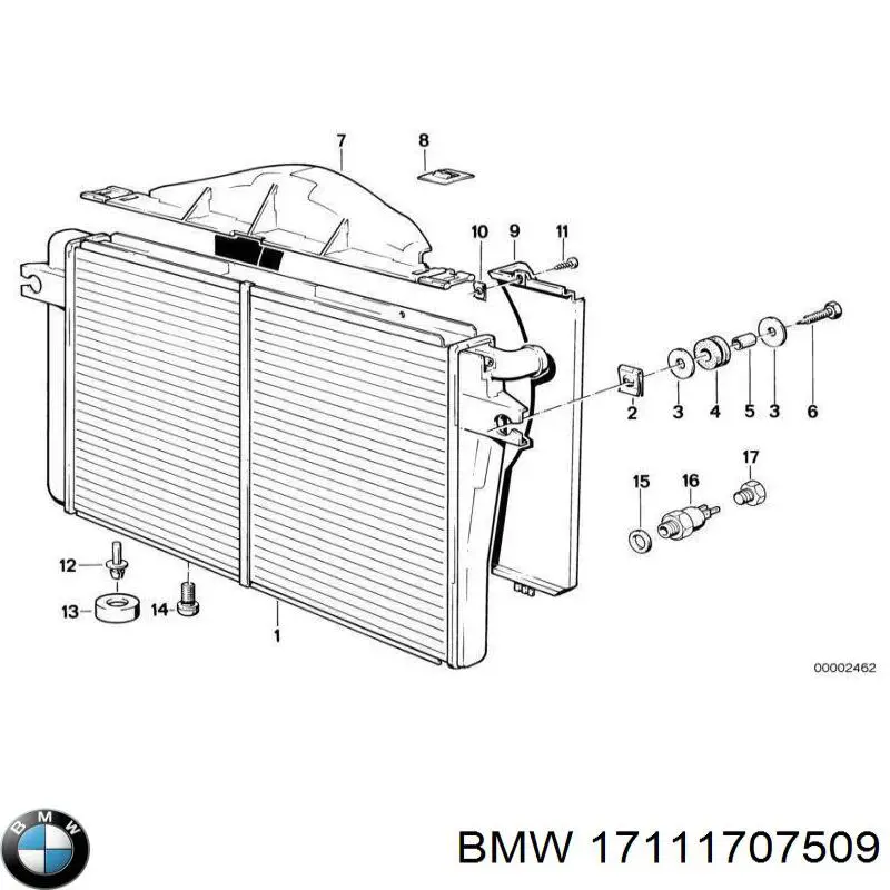 17111707509 BMW radiador refrigeración del motor