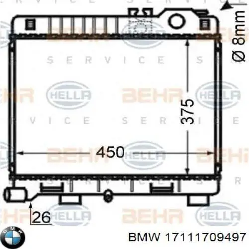 17111709497 BMW radiador refrigeración del motor