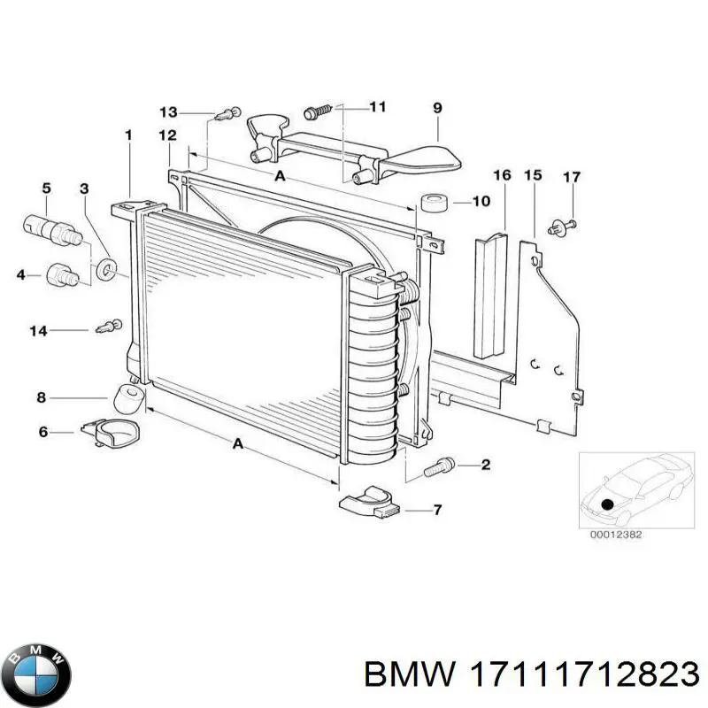 17111712823 BMW radiador refrigeración del motor