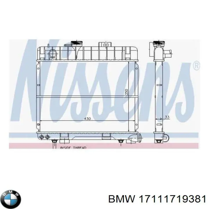 17111719381 BMW radiador refrigeración del motor