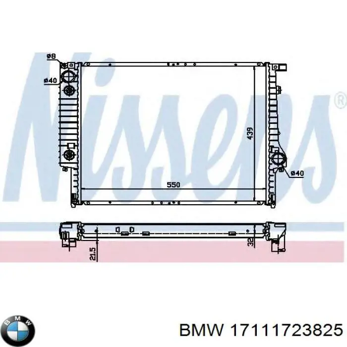 17111723825 BMW radiador refrigeración del motor