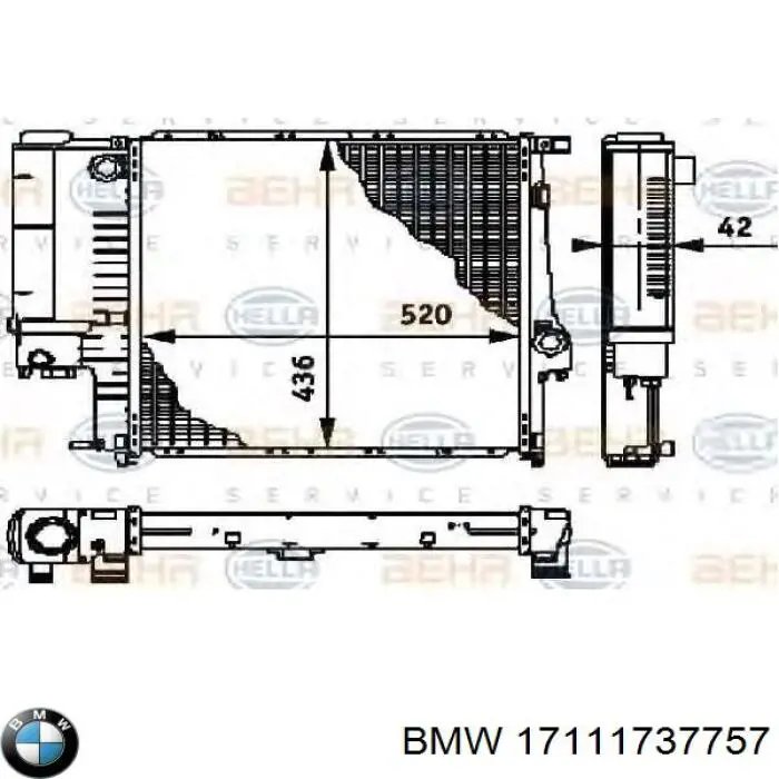 17111737757 BMW radiador refrigeración del motor