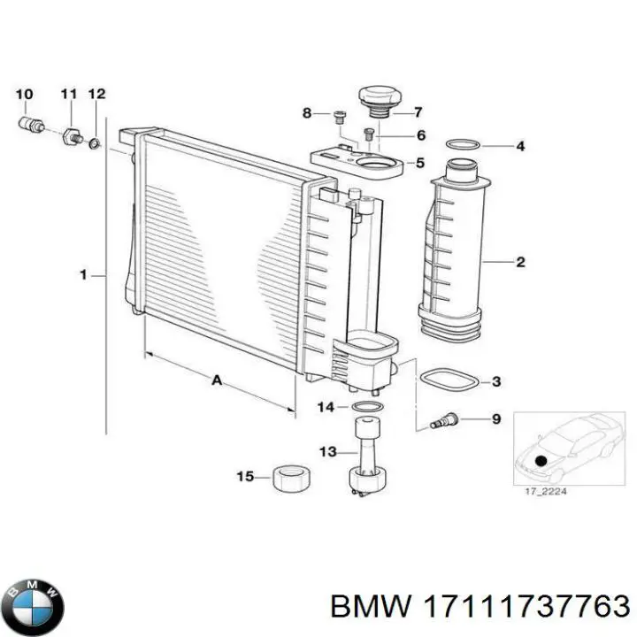 17111737763 BMW radiador refrigeración del motor