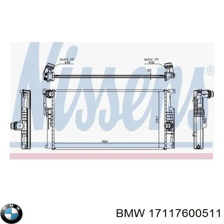 17117600511 BMW radiador refrigeración del motor