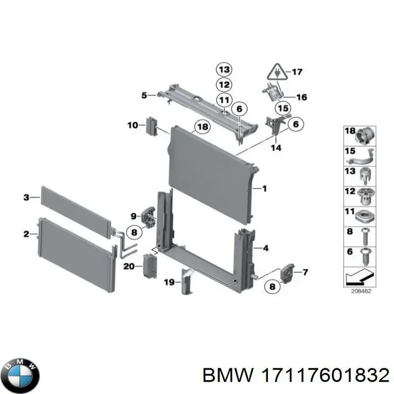 17117601832 BMW radiador refrigeración del motor