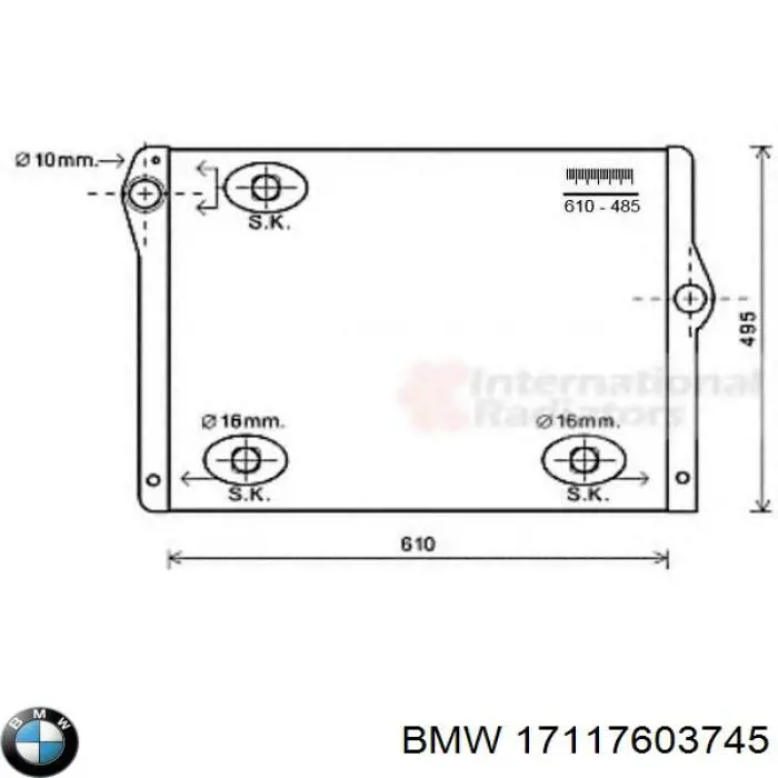 17117603745 BMW radiador refrigeración del motor