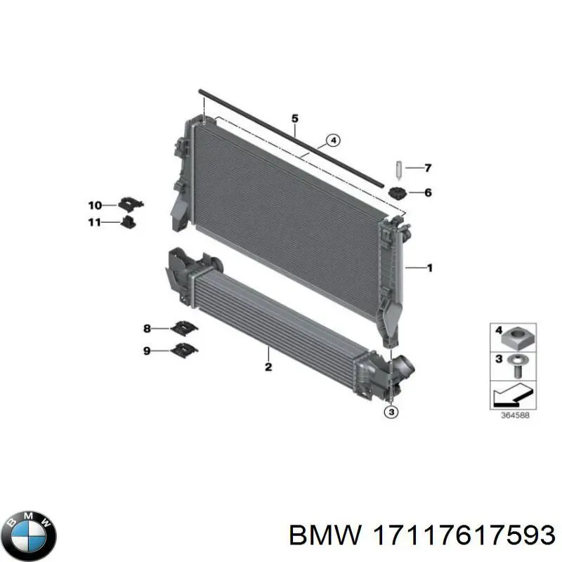 17117617594 BMW radiador refrigeración del motor