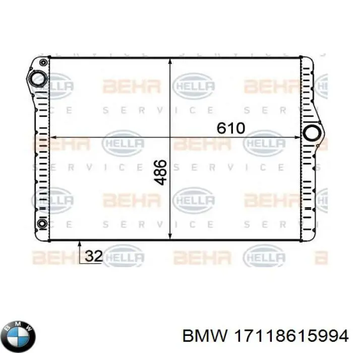 17118615994 BMW radiador refrigeración del motor