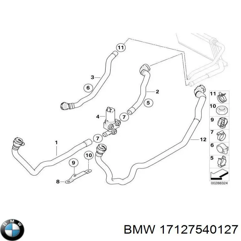 7540127 BMW tubería de radiador arriba