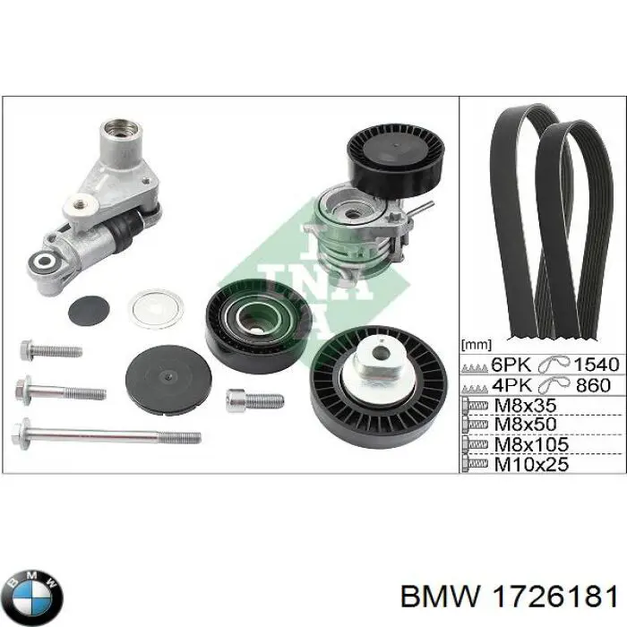 1726181 BMW polea inversión / guía, correa poli v