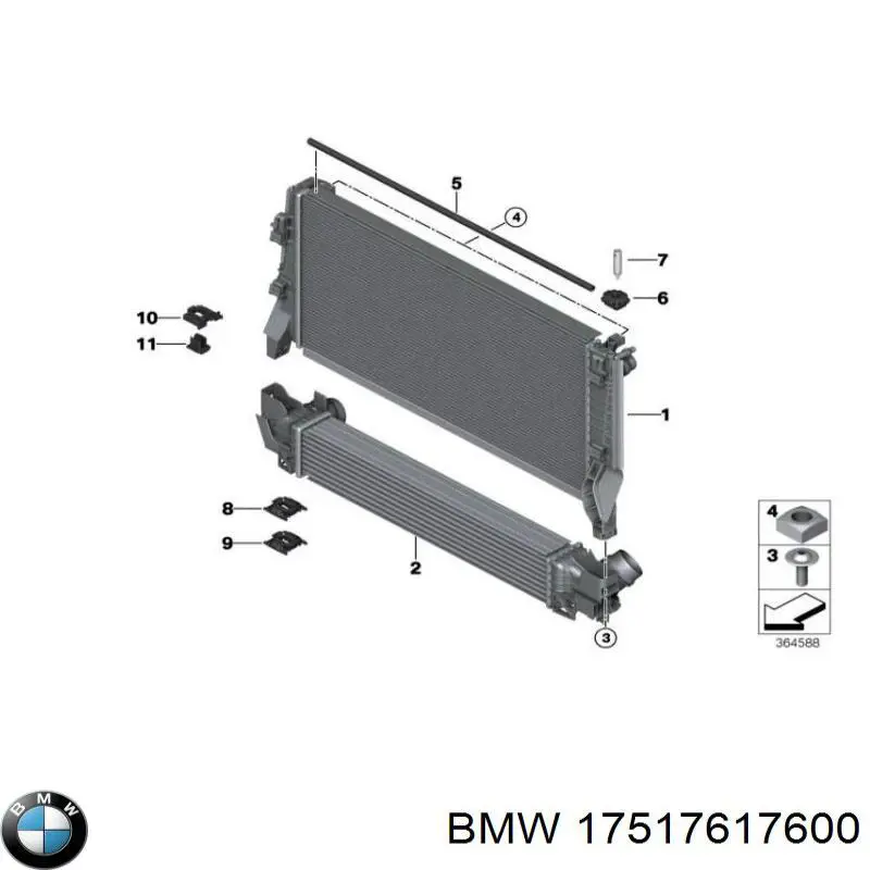 17517617600 BMW radiador de aire de admisión