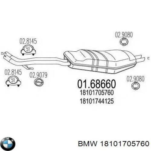  Silenciador posterior para BMW 5 E34