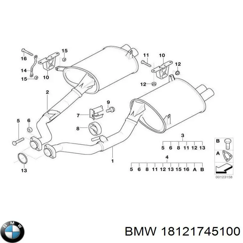  Silenciador posterior para BMW 7 E38