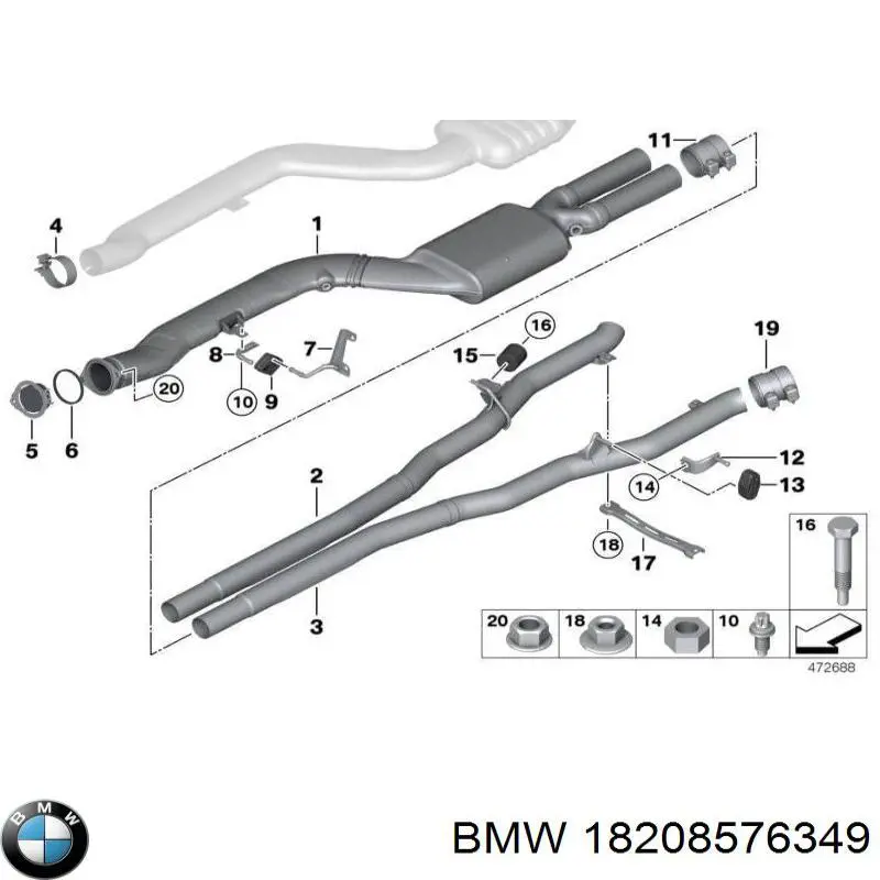 18208576349 BMW soporte, silenciador