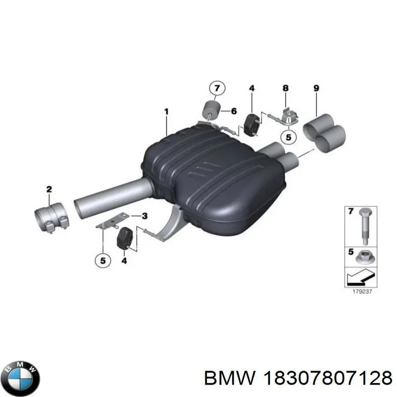  Silenciador posterior para BMW 7 F01, F02, F03, F04