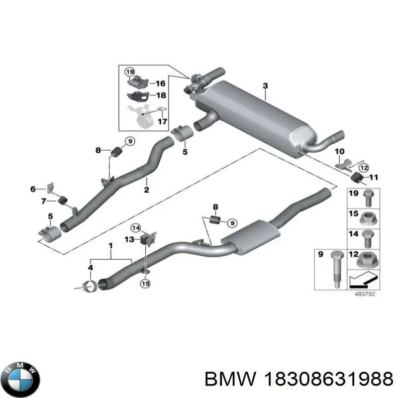 18308631988 BMW soporte, silenciador