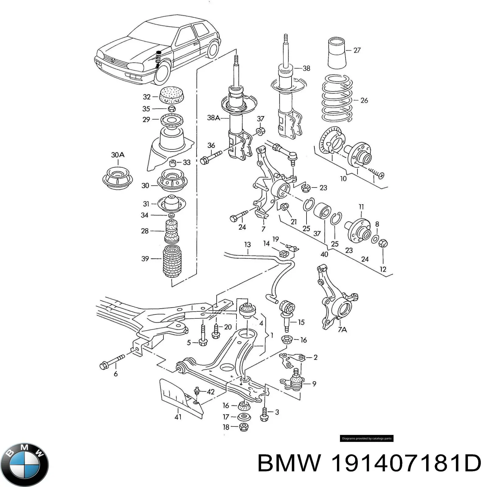 191407181D BMW silentblock de suspensión delantero inferior