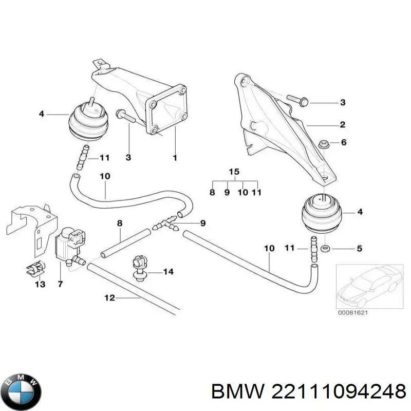 22111094248 BMW almoahada (soporte Del Motor Izquierda / Derecha)