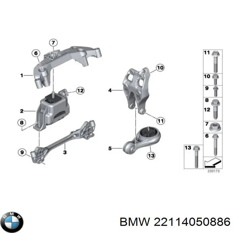 22114050886 BMW soporte de motor derecho