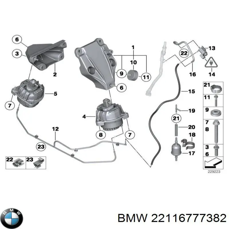 22116777382 BMW soporte de motor derecho