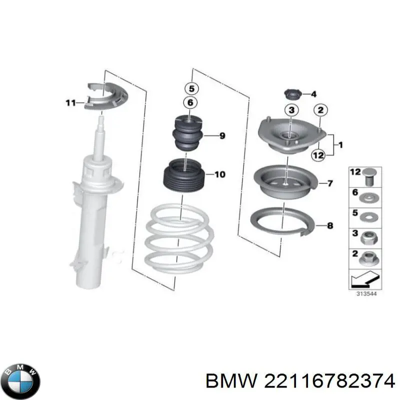 22116782374 BMW soporte de motor derecho