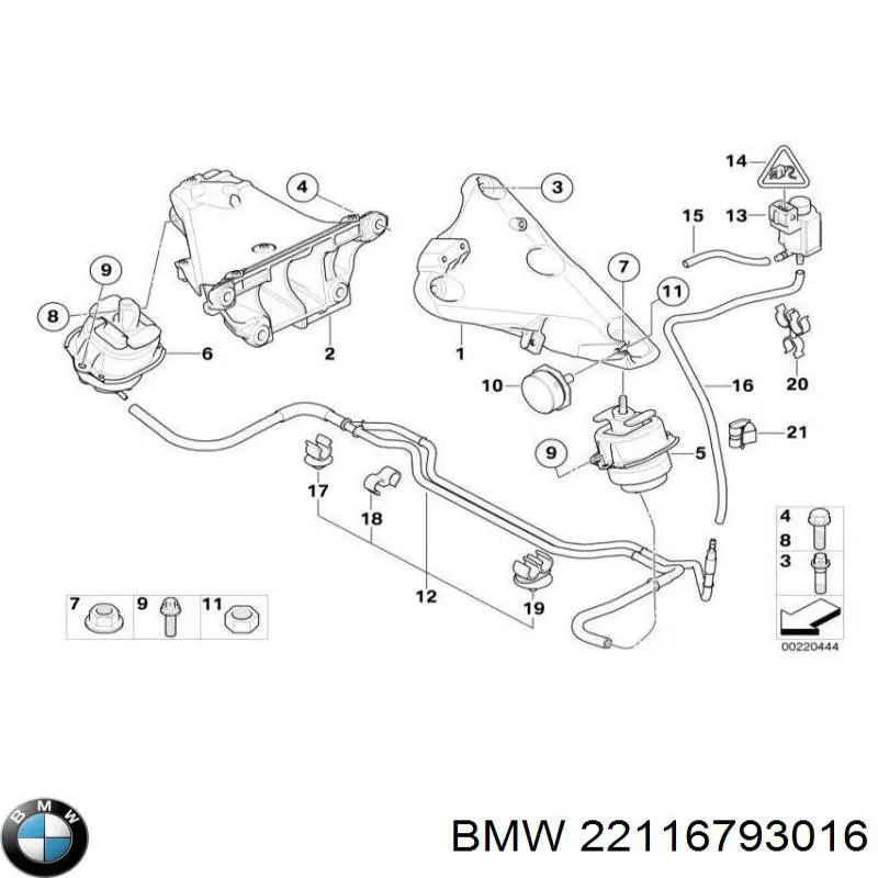 22116793016 BMW soporte de motor derecho