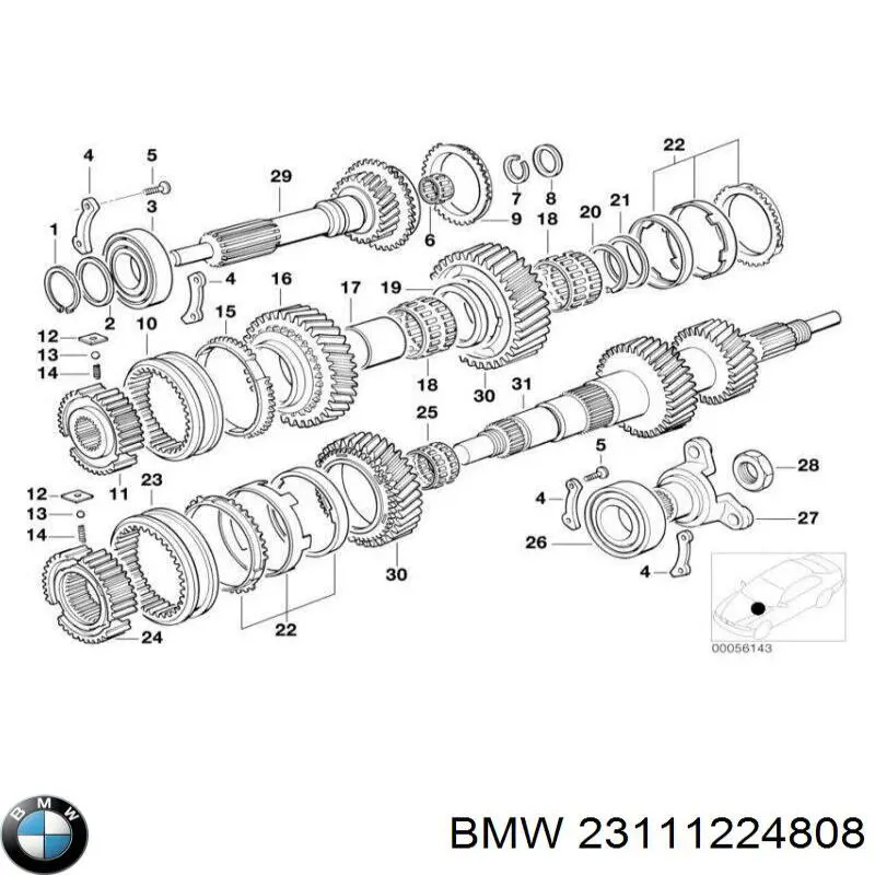  Cojinete, árbol intermedio para BMW 3 E36