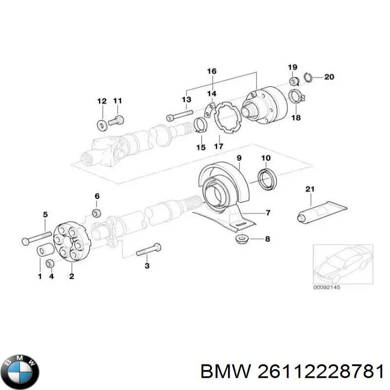 26112228781 BMW articulación, árbol longitudinal, delantera