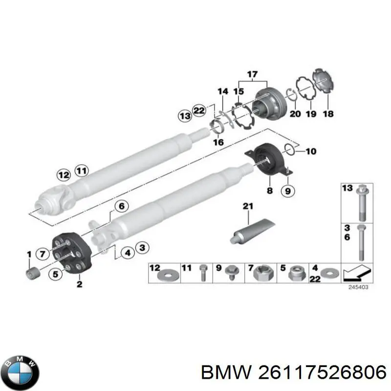 26117506218 BMW manguito de eje central de transmision