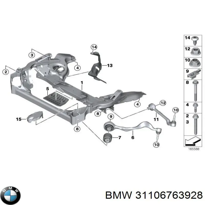 31106763928 BMW perno de fijación, brazo oscilante delantera, inferior