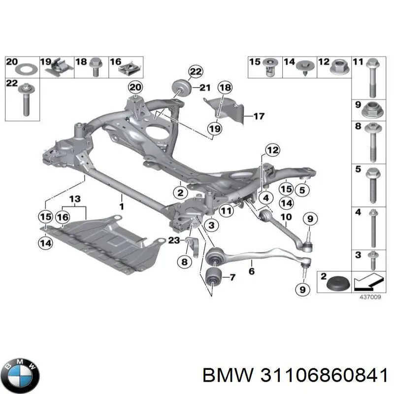 31106860841 BMW protección motor /empotramiento