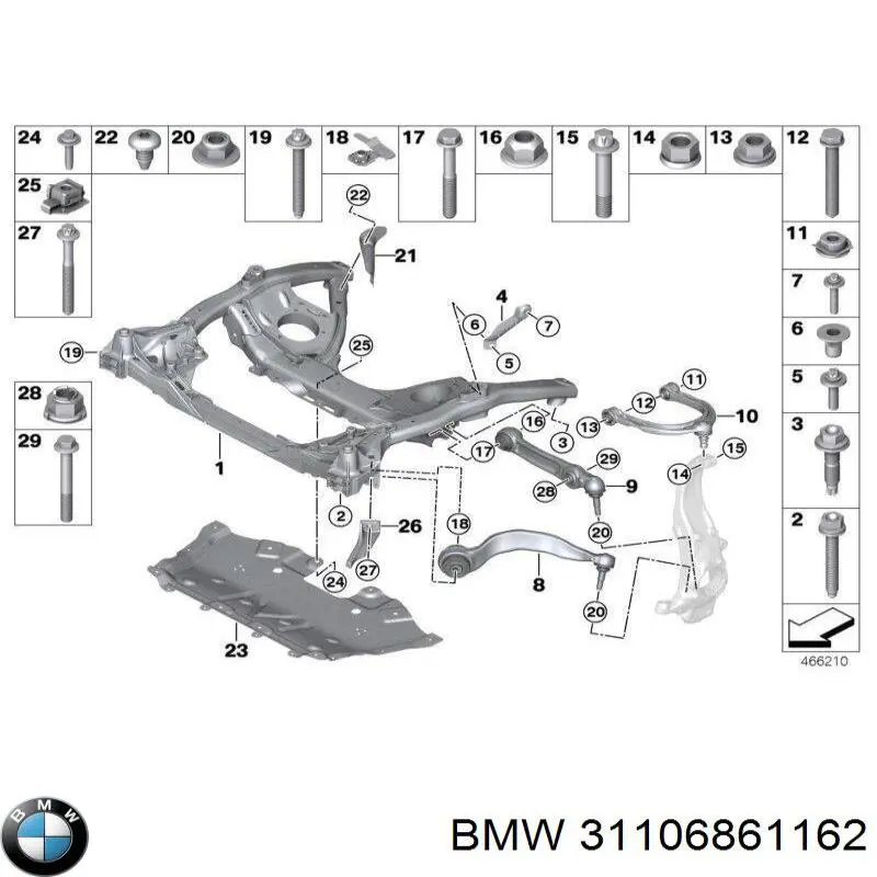  Barra oscilante, suspensión de ruedas delantera, inferior derecha para BMW 5 G31