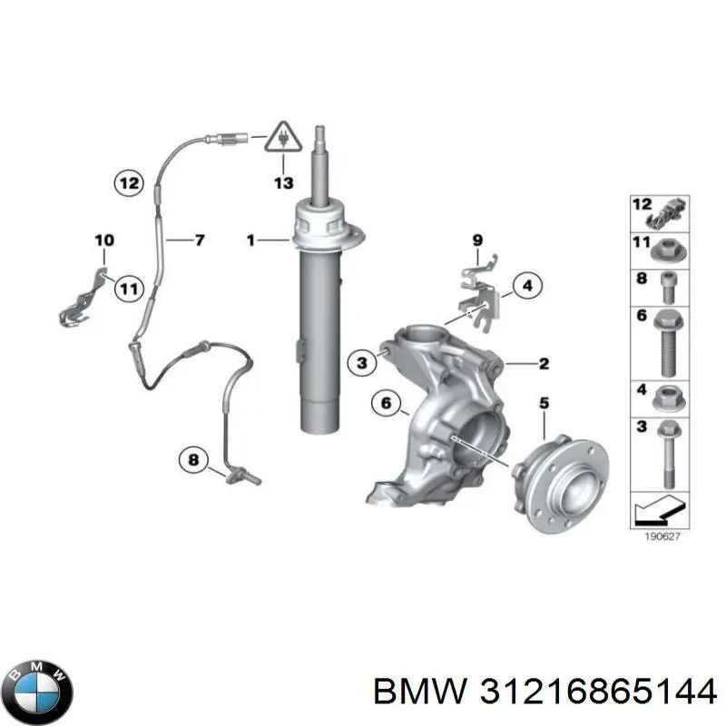 31216865144 BMW muñón del eje, suspensión de rueda, delantero derecho