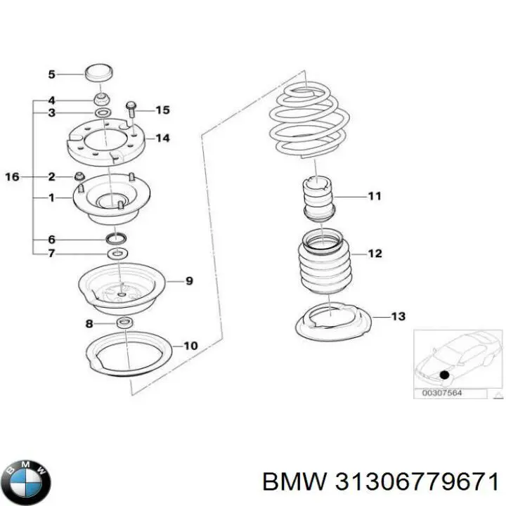 31306779671 BMW soporte amortiguador trasero