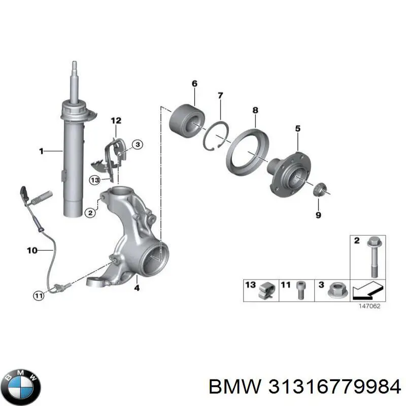 31316779984 BMW amortiguador delantero izquierdo