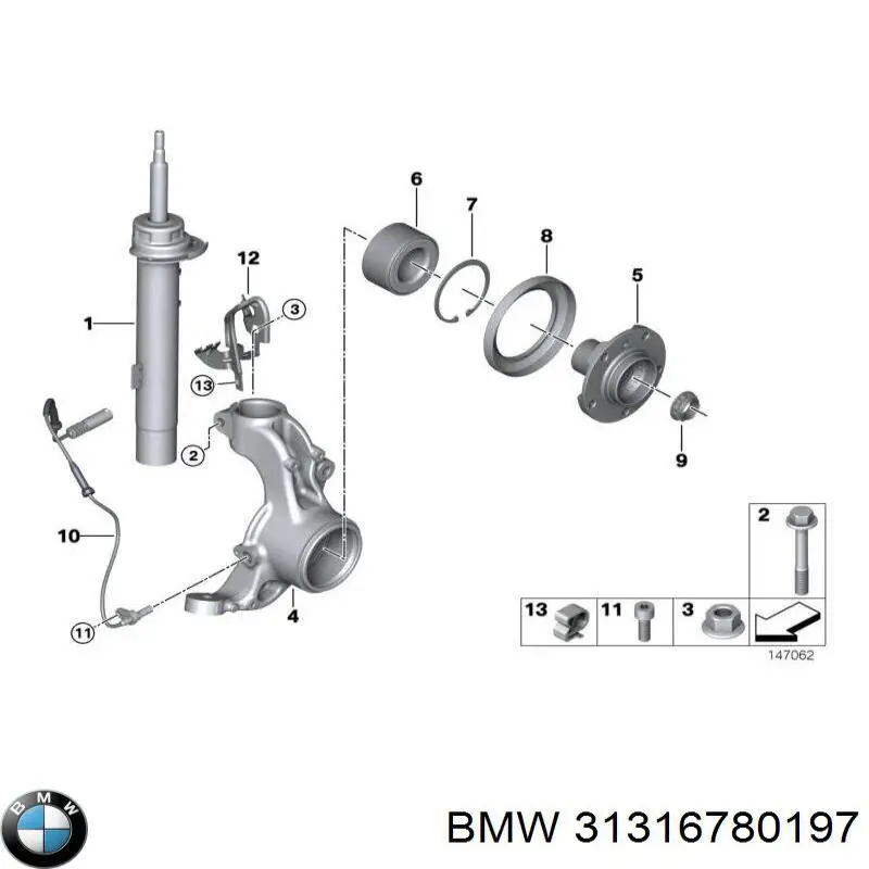 31316780197 BMW amortiguador delantero izquierdo