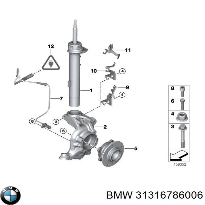 31316786006 BMW amortiguador delantero derecho