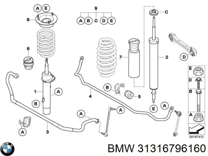 31316796160 BMW amortiguador delantero derecho