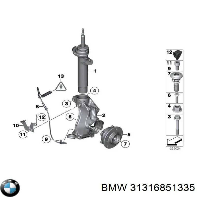 31316851335 BMW amortiguador delantero izquierdo