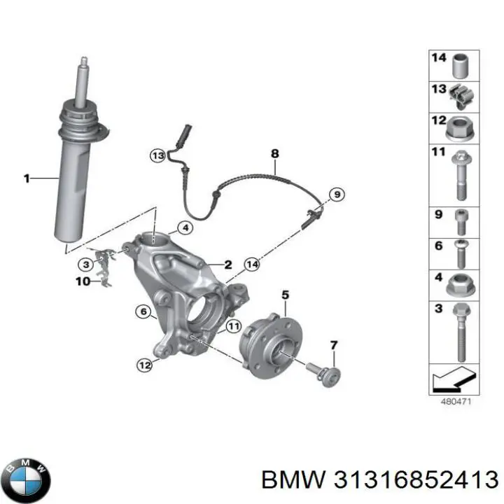 31316852413 BMW amortiguador delantero izquierdo