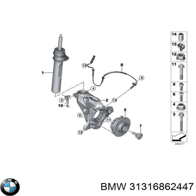 31316862447 BMW amortiguador delantero izquierdo