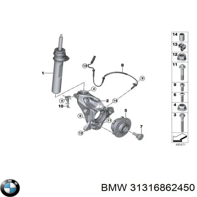 31316862450 BMW amortiguador delantero derecho