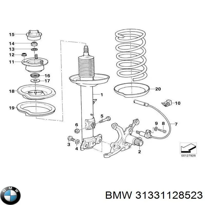  Caja de muelle, Eje delantero, arriba para BMW 3 E36