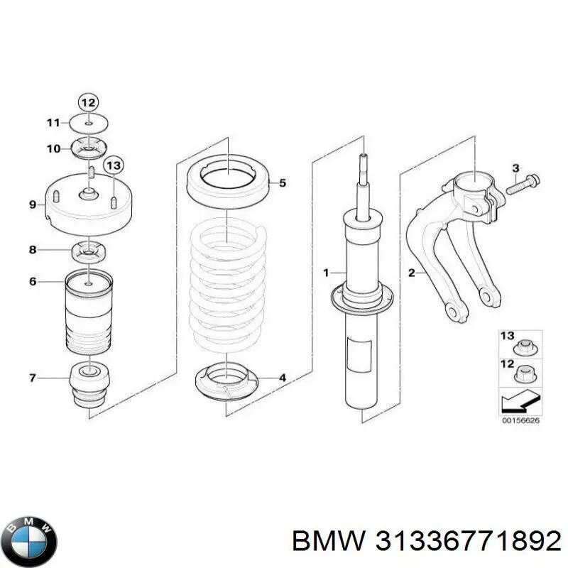  Almohadilla de tope, suspensión delantera para BMW X6 E71