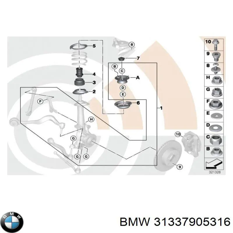 31337905316 BMW almohadilla de tope, suspensión delantera