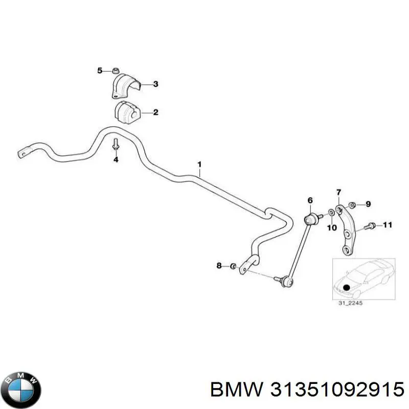 31351092915 BMW casquillo de barra estabilizadora delantera