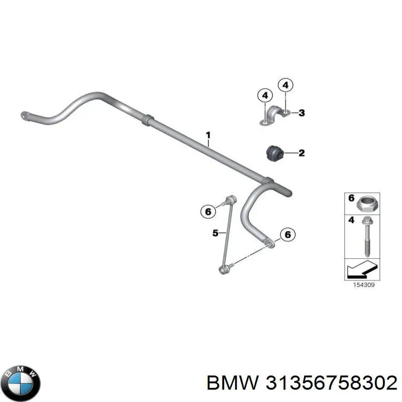 31356758302 BMW casquillo de barra estabilizadora delantera