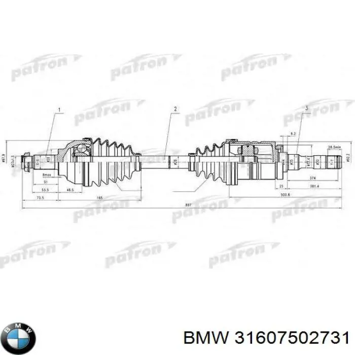 31607502731 BMW árbol de transmisión delantero izquierdo