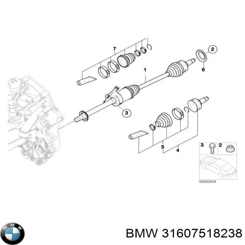 31607518238 BMW árbol de transmisión delantero derecho