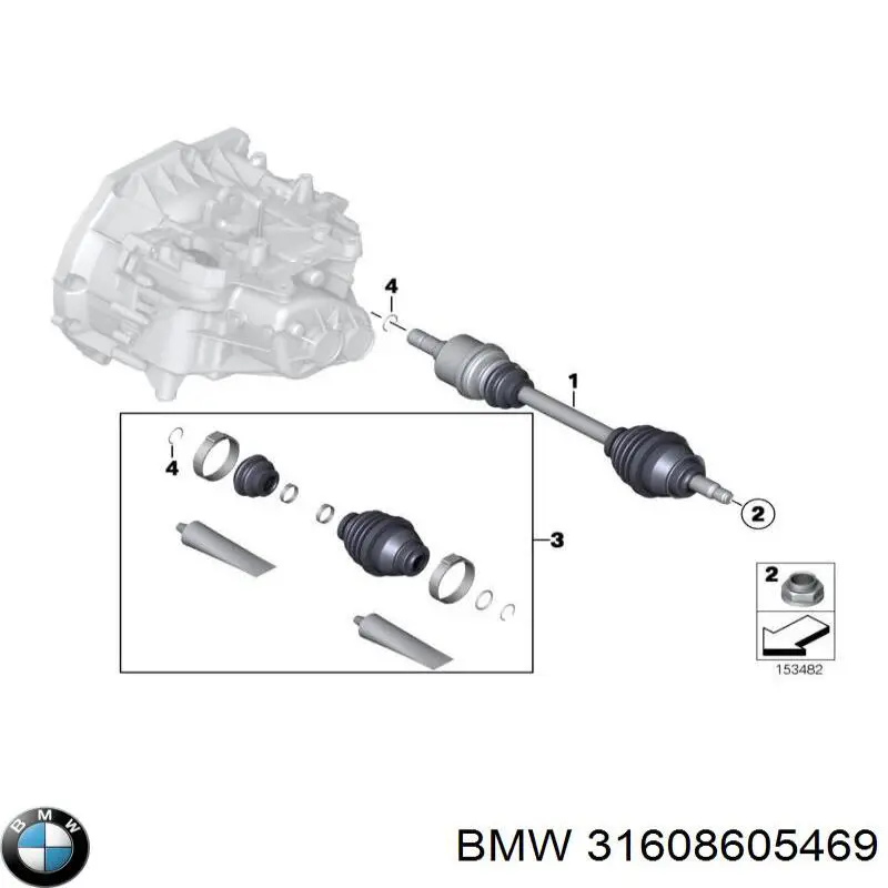 31608605469 BMW árbol de transmisión delantero izquierdo